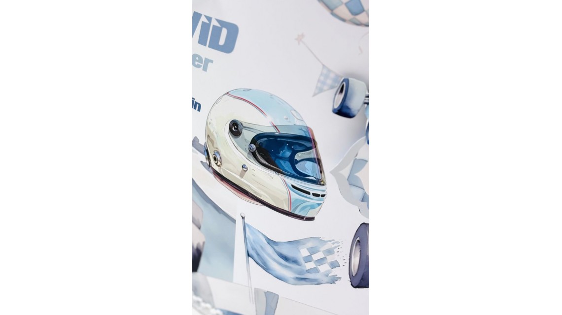 Trusou de botez băiețel – Blue Racing Car | model unicat cu mașinuțe de curse 10